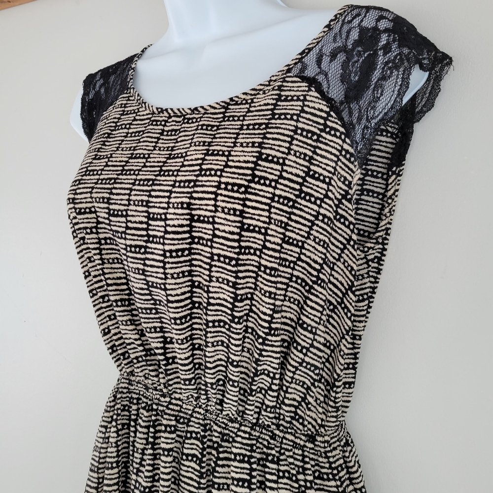 Asymmetrical Black and White Dress